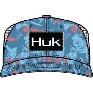 image:imageHUK Mens Mesh Trucker Snapback Hat  AntiGlare Fishing HatOcean Palm  Titanium Blue