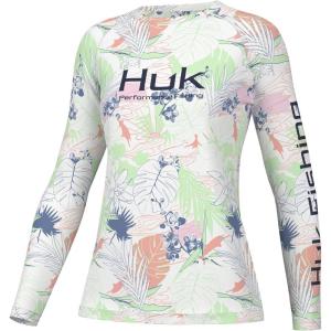 image:imageHUK Womens Pursuit Pattern Long Sleeve Shirt Fishing Shirt for WomenRadical Botanical  White