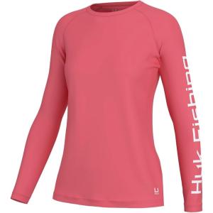 image:imageHUK Womens Pursuit Pattern Long Sleeve Shirt Fishing Shirt for WomenSunwashed Red