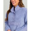 image:imageHUK Womens Plush Fleece 12 Zip Pullover Cozy Sherpa Fleece With Front Dropin Pocket and Quilted DetailsLightning Sky