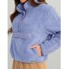 image:imageHUK Womens Plush Fleece 12 Zip Pullover Cozy Sherpa Fleece With Front Dropin Pocket and Quilted DetailsLightning Sky