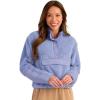 image:imageHUK Womens Plush Fleece 12 Zip Pullover Cozy Sherpa Fleece With Front Dropin Pocket and Quilted DetailsLightning Sky