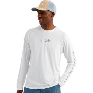 image:imageHUK Mens Airweight Crew UPF 30 Lightweight Performance Fishing Shirt with Recycled Polyester and Raglan SleevesWhite