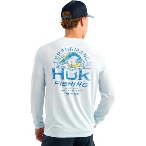 image:imageHUK Mens Drift Printed Long Sleeve Performance TeeCoastal Drift Heather