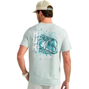 image:imageHUK Mens Drift Short Sleeve Crew UPF 50 Quick Dry Fishing Shirt with Stretch Fabric and Lightweight FeelHeron Blue Heather