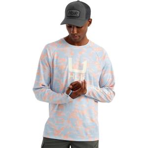 image:imageHUK Mens Icon Crew LongSleeve Performance Fishing ShirtCoral Reef