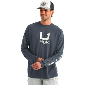 image:imageHUK Mens Icon Crew LongSleeve Performance Fishing ShirtSea Storm