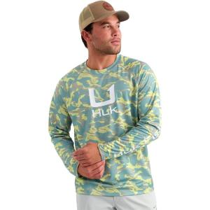 image:imageHUK Mens Icon Crew LongSleeve Performance Fishing ShirtSeagrass