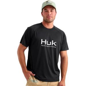 image:imageHUK Mens Pursuit Short Sleeve Performance Shirt  Sun ProtectionBlack 30