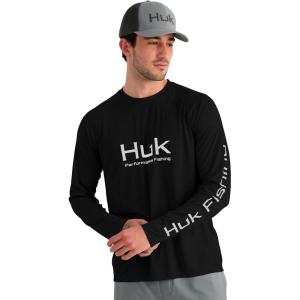 image:imageHUK Mens Pursuit Vented Long Sleeve 30 UPF Fishing ShirtBlack 30