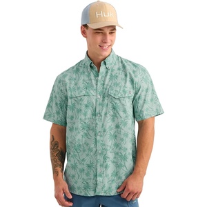 image:imageHUK Mens Tide Point Kc Scott Original Artwork Short Sleeve Shirt Fishing Button DownHeron Blue
