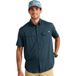 image:imageHUK Mens Tide Point Kc Scott Original Artwork Short Sleeve Shirt Fishing Button DownSea Storm