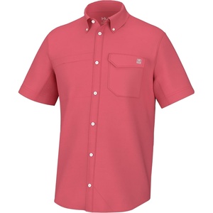 image:imageHUK Mens Tide Point Kc Scott Original Artwork Short Sleeve Shirt Fishing Button DownSunwashed Red