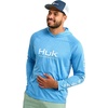 image:imageHUK Mens Pursuit Vented Long Sleeve Hoodie Fishing Shirt with HoodOcean Blue Heather