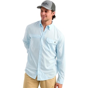 image:imageHUK Mens Tide Point Solid Long Sleeve Shirt ButtonCoastal Drift