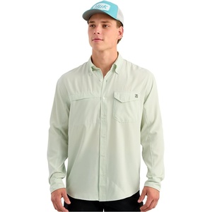 image:imageHUK Mens Tide Point Solid Long Sleeve Shirt ButtonPale Algae
