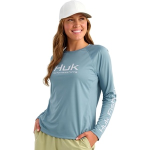 image:imageHUK Womens Pursuit Long Sleeve Performance Shirt  Sun ProtectionBlue Shadow