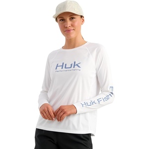 image:imageHUK Womens Pursuit Long Sleeve Performance Shirt  Sun ProtectionWhite 20