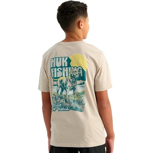 image:imageHUK Kids Short Sleeve Performance Tee Fishing TShirt for KidsBait Fetch  River Rock Heather