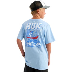 image:imageHUK Kids Short Sleeve Performance Tee Fishing TShirt for KidsFish Adventure  Cerulean