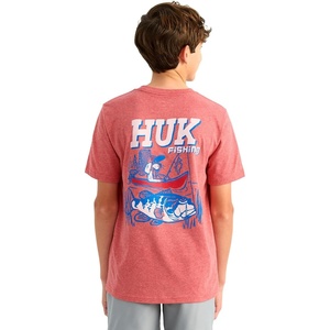 image:imageHUK Kids Short Sleeve Performance Tee Fishing TShirt for KidsFish Adventure  Mineral Red Heather