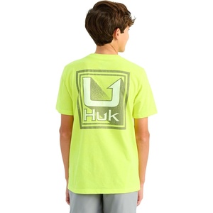 image:imageHUK Kids Short Sleeve Performance Tee Fishing TShirt for KidsRising Sun  Neon Yellow