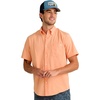 image:imageHUK Mens Kona Solid Short Sleeve Fishing Button Down ShirtCoral Reef