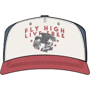 image:imageHUK Mens Live Free Hat High Crown 5 Panel Cap Front and Side Art Adjustable Buckle Recycled BrimBlue Shadow