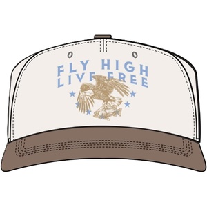image:imageHUK Mens Live Free Hat High Crown 5 Panel Cap Front and Side Art Adjustable Buckle Recycled BrimEgret