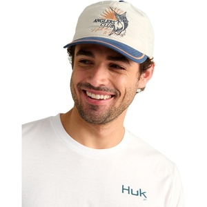 image:imageHUK Mens Anglers Club Snapback Hat Unstructured Fishing Cap Adjustable 5 Panel Recycled BrimEgret