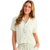 image:imageHUK Womens Breezeway Camp Shirt Cropped Buttonup with Chest Pocket and Shaped Hem Lightweight Rayon BlendSilver Birch