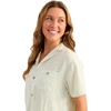 image:imageHUK Womens Breezeway Camp Shirt Cropped Buttonup with Chest Pocket and Shaped Hem Lightweight Rayon BlendSilver Birch