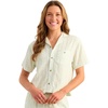 image:imageHUK Womens Breezeway Camp Shirt Cropped Buttonup with Chest Pocket and Shaped Hem Lightweight Rayon BlendSilver Birch