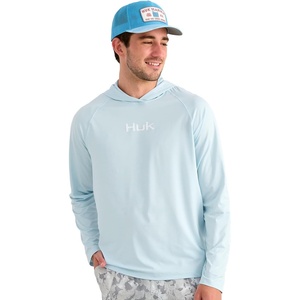 image:imageHUK Mens Airweight Hoodie Lightweight Upf 30 Performance Fishing Hooded Shirt With Recycled Polyester and Stretch FabricCoastal Drift Heather