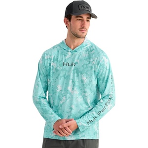 image:imageHUK Mens Airweight Hoodie Lightweight Upf 30 Performance Fishing Hooded Shirt With Recycled Polyester and Stretch FabricKc Print  Caicos
