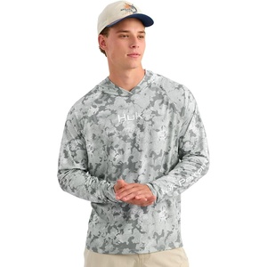 image:imageHUK Mens Airweight Hoodie Lightweight Upf 30 Performance Fishing Hooded Shirt With Recycled Polyester and Stretch FabricKc Print  Sharkskin