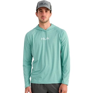 image:imageHUK Mens Airweight Hoodie Lightweight Upf 30 Performance Fishing Hooded Shirt With Recycled Polyester and Stretch FabricMarine Blue Heather