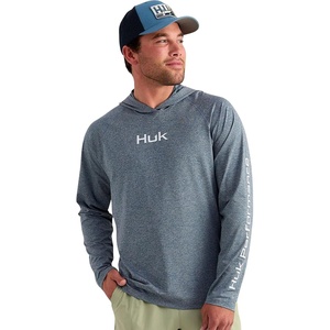 image:imageHUK Mens Airweight Hoodie Lightweight Upf 30 Performance Fishing Hooded Shirt With Recycled Polyester and Stretch FabricStormy Blue Heather