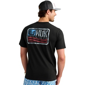 image:imageHUK Mens Short Sleeve Performance Tee Fishing TShirt for MenBorn Wave  Black