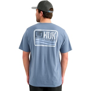image:imageHUK Mens Short Sleeve Performance Tee Fishing TShirt for MenBorn Wave  Stormy Blue