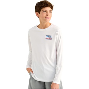 image:imageHUK unisexchild Pursuit Graphic Long Sleeve Fishing Shirt for KidsBorn Wave  White