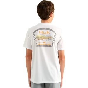image:imageHUK unisexchild Pursuit Graphic Long Sleeve Fishing Shirt for KidsFast Badge  White