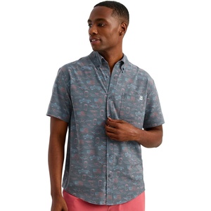 image:imageHUK Mens Kona Pattern Short Sleeve Fishing Button Down ShirtSea Storm