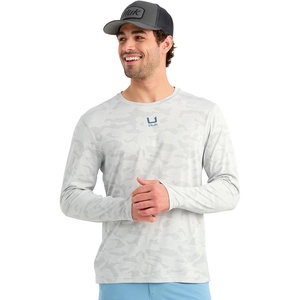 image:imageHUK Mens Andros Crew Long Sleeve Shirt Lightweight Jacquard Fishing Shirt with UPF 40 and Breathable Mesh ConstructionSeagull