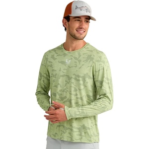 image:imageHUK Mens Andros Crew Long Sleeve Shirt Lightweight Jacquard Fishing Shirt with UPF 40 and Breathable Mesh ConstructionVintage Chartreuse