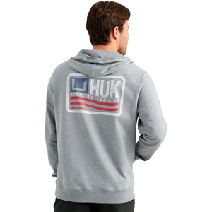 image:imageHUK Mens Edisto Terry Hoodie Soft Terry Cloth Pullover Lightweight Casual Fishing HoodieBorn Wave  Heather Grey