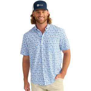 image:imageHUK Mens Kona Pattern Short Sleeve Fishing Button Down ShirtFresh Salmon