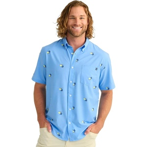 image:imageHUK Mens Kona Pattern Short Sleeve Fishing Button Down ShirtMarolina Blue 20