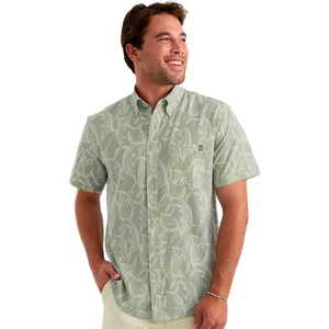 image:imageHUK Mens Kona Pattern Short Sleeve Fishing Button Down ShirtSilver Blue 2