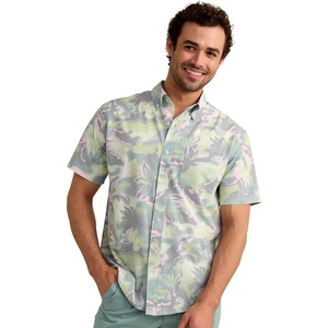 image:imageHUK Mens Kona Pattern Short Sleeve Fishing Button Down ShirtSilver Blue